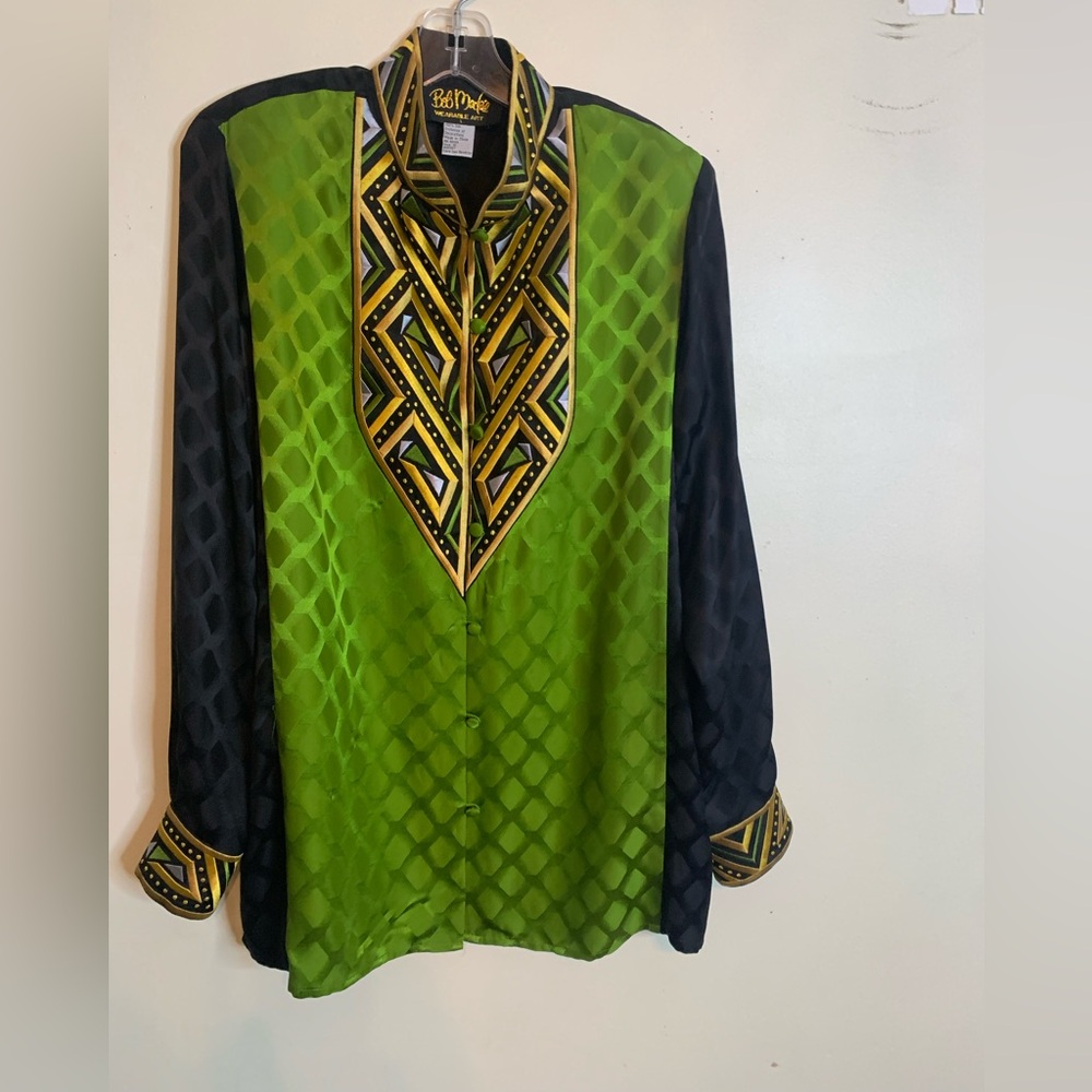 Bob Mackie Silk Wearable Art Long Sleeve Blouse / Jacket Sz M - Picture 6 of 12